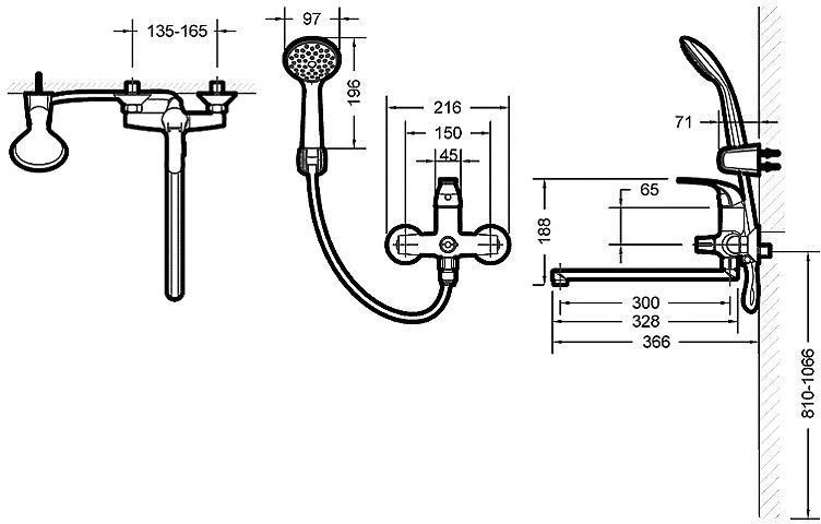 Душевой комплект Bravat Fit F00416C 2 в 1 , изображение 2