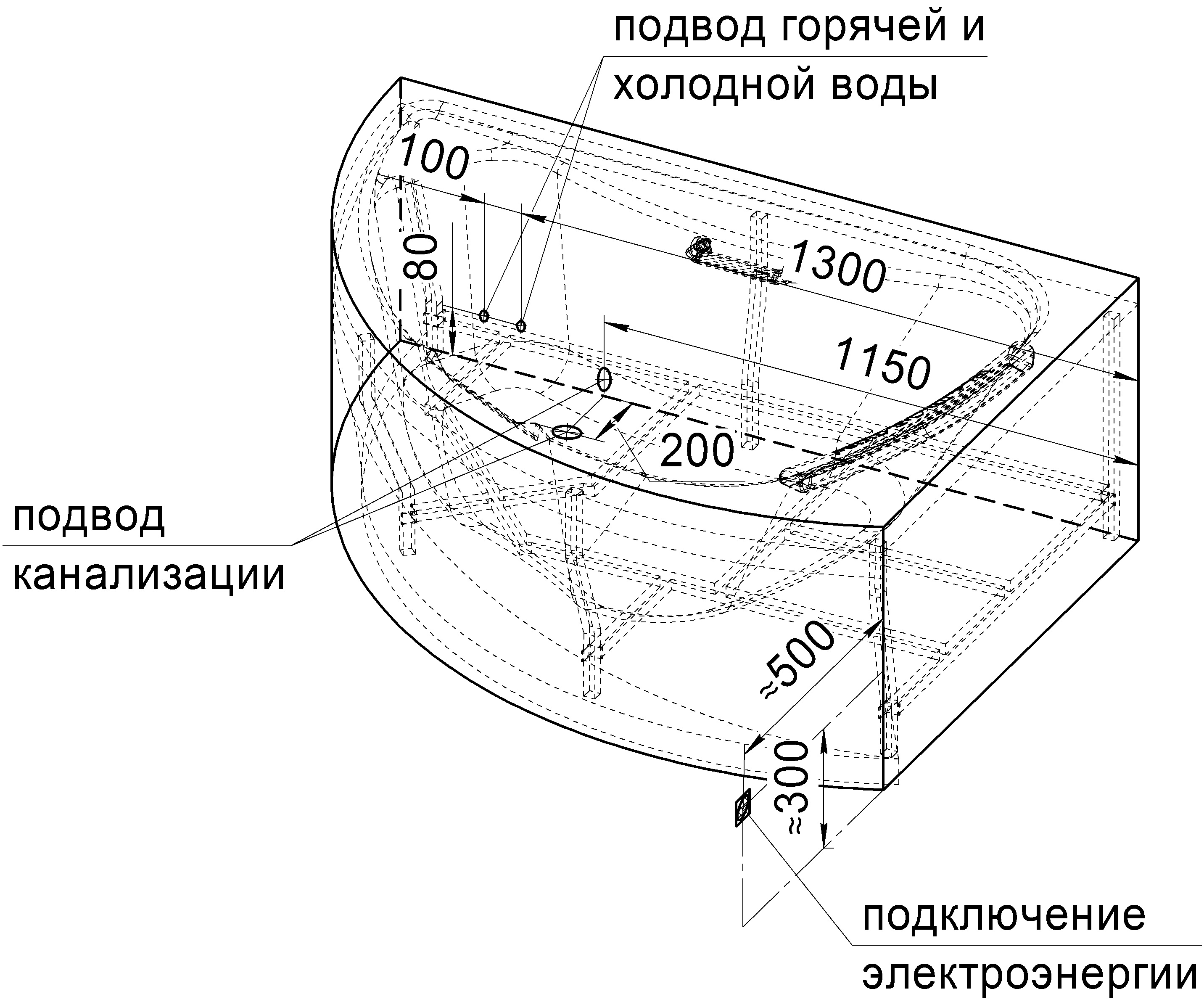 Акриловая ванна Radomir Альбена 1-01-0-2-1-015 168x120 R купить в г. Москва  в интернет-магазине Водолей Онлайн