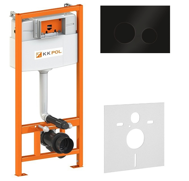 Система инсталляции для унитазов KK-POL Premium SET/M500/145/K черная кнопка , изображение 1