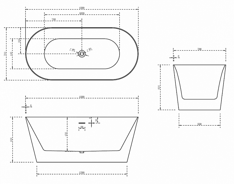 Акриловая ванна Abber AB9222-1.5 150х70 , изображение 6