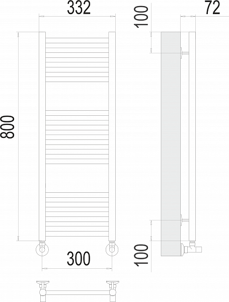 Полотенцесушитель водяной Terminus Аврора П16 30х80 , изображение 3