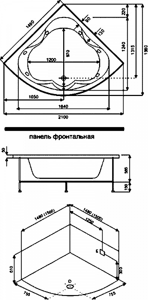 Акриловая ванна Bas Империал В 00012 150х150 , изображение 6
