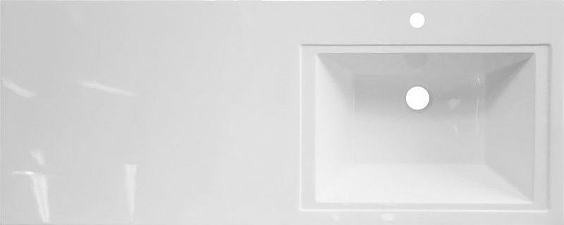 Тумба с раковиной Эстет Dallas Luxe 140 R белая подвесная 1 длинный ящик , изображение 7