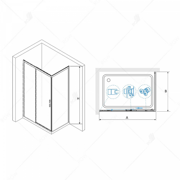 Душевой уголок RGW Leipzig LE-41B (LE-12B + Z-050-2B) 190х100 , изображение 5