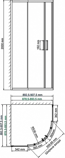 Душевой уголок Wasserkraft Dill 61S01 90х90 , изображение 4