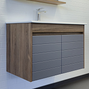 Тумба с раковиной Comforty Кемер 75 антрацит/дуб тёмно-коричневый , изображение 1