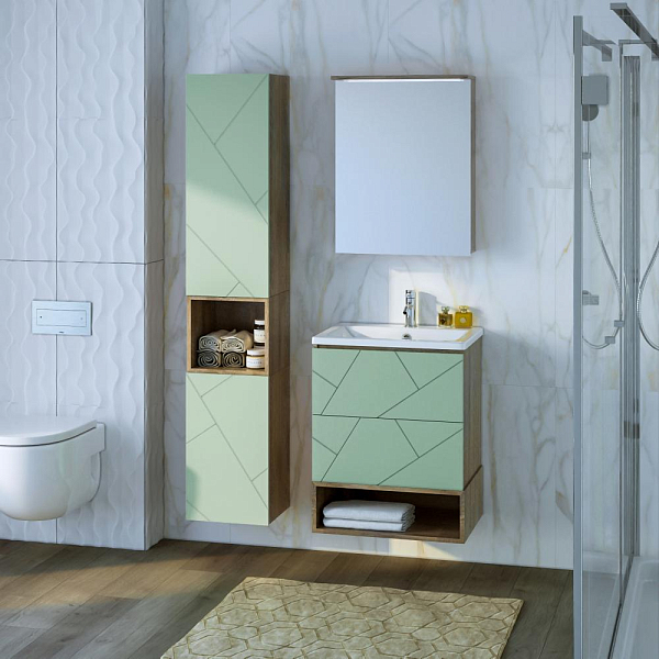 Зеркало-шкаф Бриклаер Кристалл 56 дуб гранж песочный, с подсветкой , изображение 4