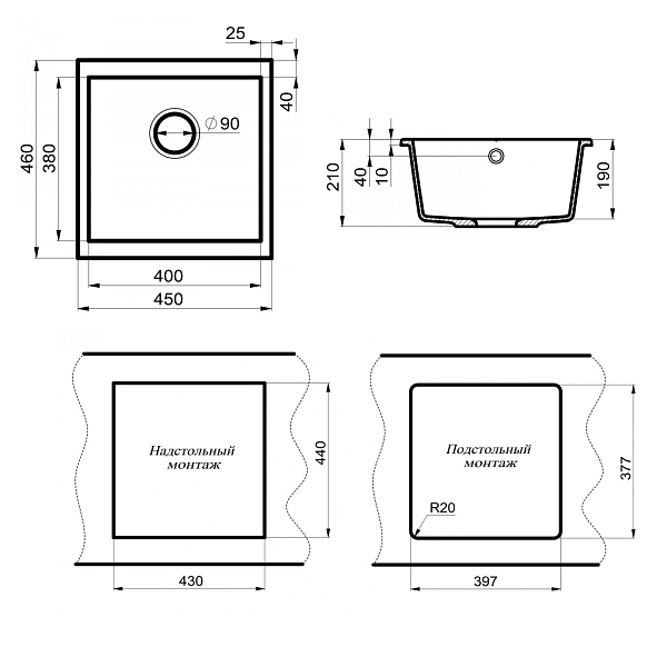 Мойка кухонная Point Бату 45 PN3008B черная , изображение 3