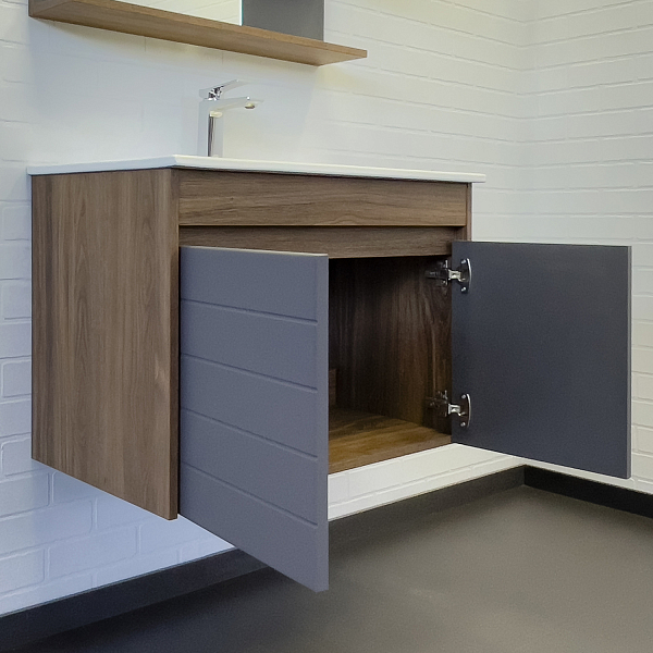 Тумба с раковиной Comforty Кемер 75 антрацит/дуб тёмно-коричневый , изображение 7