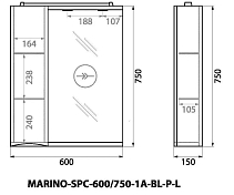Зеркало-шкаф BelBagno Marino SPC-600/750-1A-BL-P-L левый , изображение 14