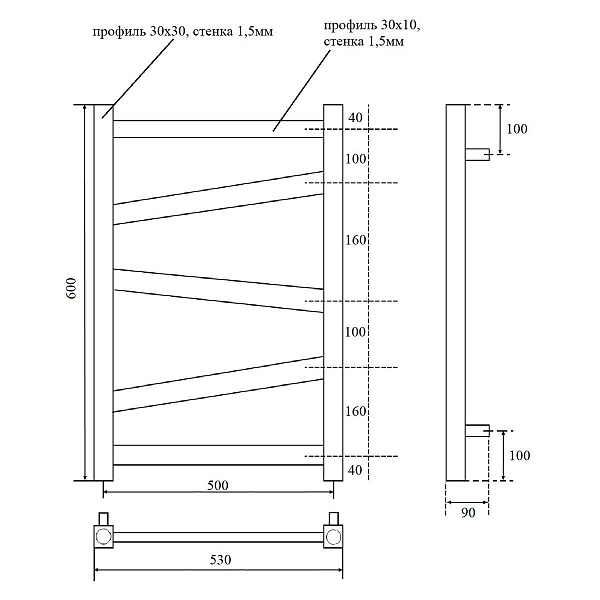 Полотенцесушитель электрический Point Феникс П5 PN15156WE 50x60 белый , изображение 5