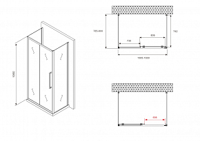 Фото Душевой уголок Abber Schwarzer Diamant AG30160MH-S80M-S80M 160x80