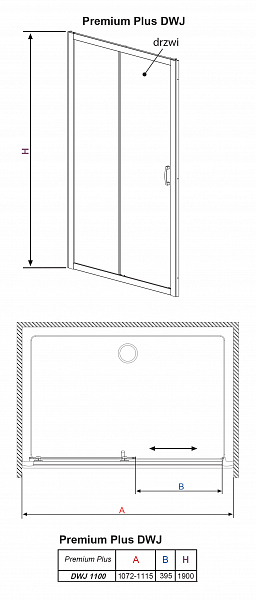 Душевая дверь в нишу Radaway Premium Plus DWJ 110 стекло фабрик , изображение 10