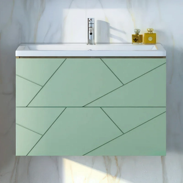 Тумба под раковину Бриклаер Кристалл 80 фисташка/дуб гранж песочный , изображение 2