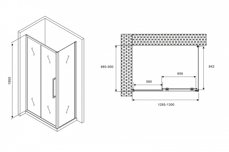 Душевой уголок Abber Schwarzer Diamant AG30130H-S90 130x90 , изображение 5