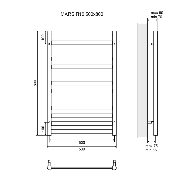 Полотенцесушитель водяной Lemark Mars П10 50x80 , изображение 4