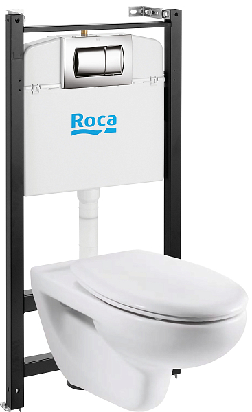 Комплект Roca Victoria Pack 893100000 подвесной унитаз + инсталляция + кнопка + сиденье , изображение 1