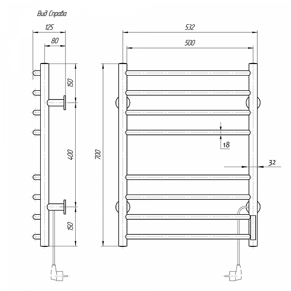 Полотенцесушитель электрический Domoterm Классик 50x70 R , изображение 4
