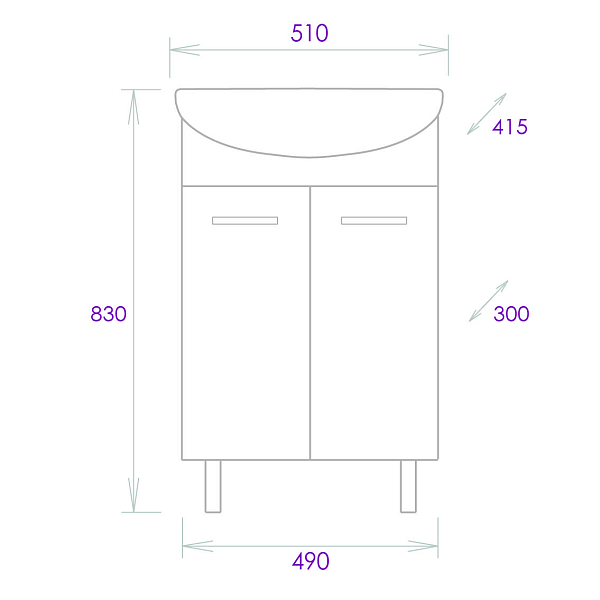 Тумба под раковину Onika Коралл 50 напольная, белая , изображение 8