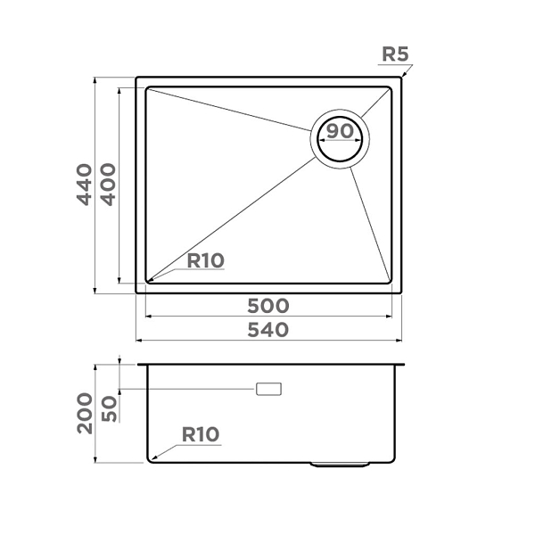 Мойка кухонная Omoikiri Taki 54-U/IF-GB Side SF графит , изображение 2