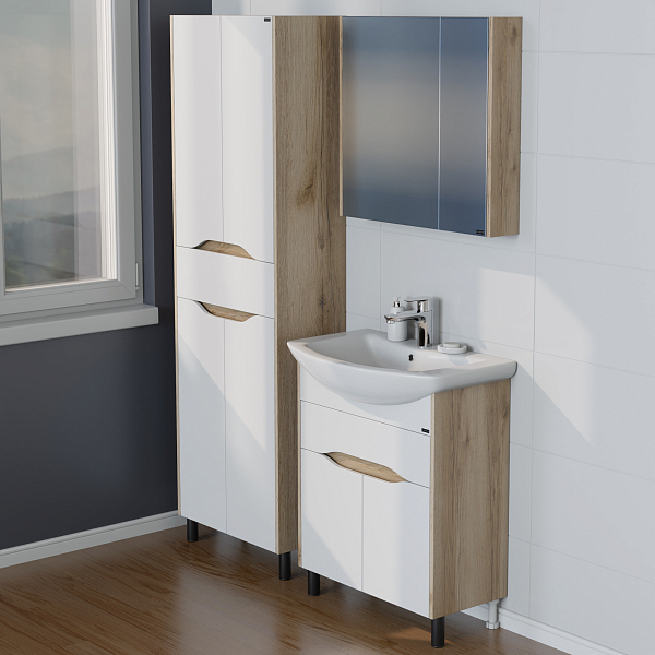 Тумба под раковину СаНта Сатурн 70 напольная, дуб австрийский, с ящиками/с дверками , изображение 2