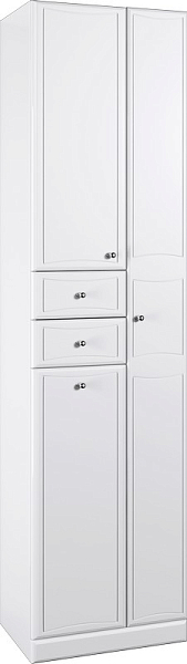 Шкаф-пенал Aqwella Барселона 50 белый глянец, бельевой корзиной , изображение 1