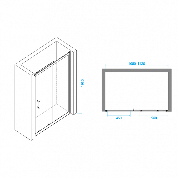 Душевая дверь RGW Passage PA-14 110 см стекло прозрачное , изображение 9
