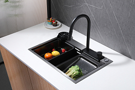 Мойка кухонная Abber Wasser Kreis AF2194B черная матовая , изображение 2