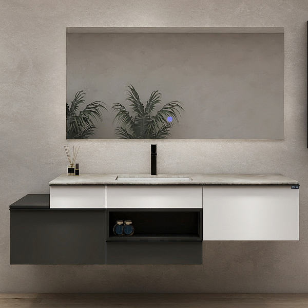 Тумба с раковиной Black&White Gravity AV703.1800 180 белый/серый , изображение 2