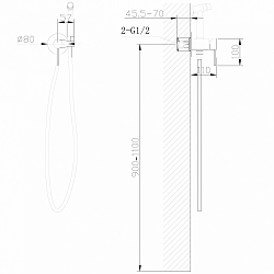 Фото Гигиенический душ Abber Wasser Kreis AF8125G со смесителем, золото матовое