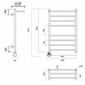 Полотенцесушитель электрический Domoterm Медея 50x80 L с полкой , изображение 3