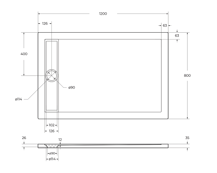 Поддон для душа BelBagno Due TRAY-BB-DUE-AH-120/80-4-W0 120x80 , изображение 6