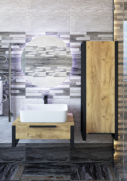 Шкаф-пенал Sanflor Гард подвесной, дуб крафт золотой/черный , изображение 4