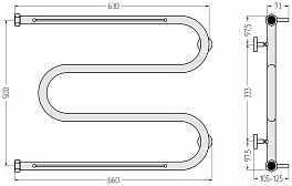 Полотенцесушитель водяной Сунержа М-образный 2 полки 50х65 белый матовый , изображение 5