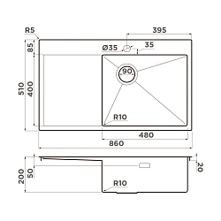 Фото Мойка кухонная Omoikiri Akisame 86-LG-R Side светлое золото