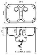 Мойка кухонная Polygran F-150 80х50 белая №26 , изображение 2