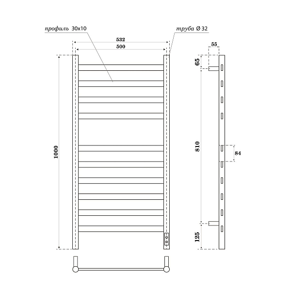 Полотенцесушитель электрический Point Селена П10 50x100 белый , изображение 3