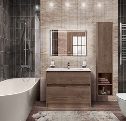 Фото Тумба под раковину BelBagno Kraft 100 напольная, rovere tabacco