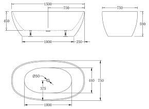 Фото Акриловая ванна BelBagno BB81-1500-W0 150х75