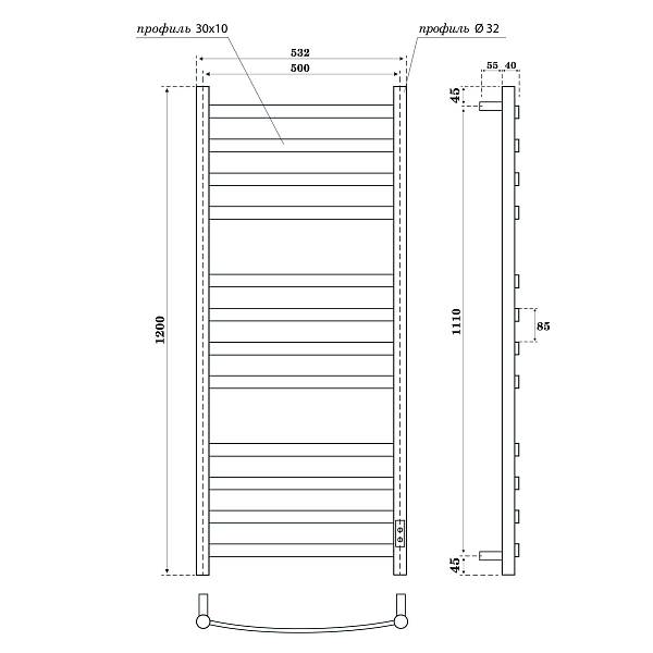 Полотенцесушитель электрический Point Антея П12 50x120 белый , изображение 4