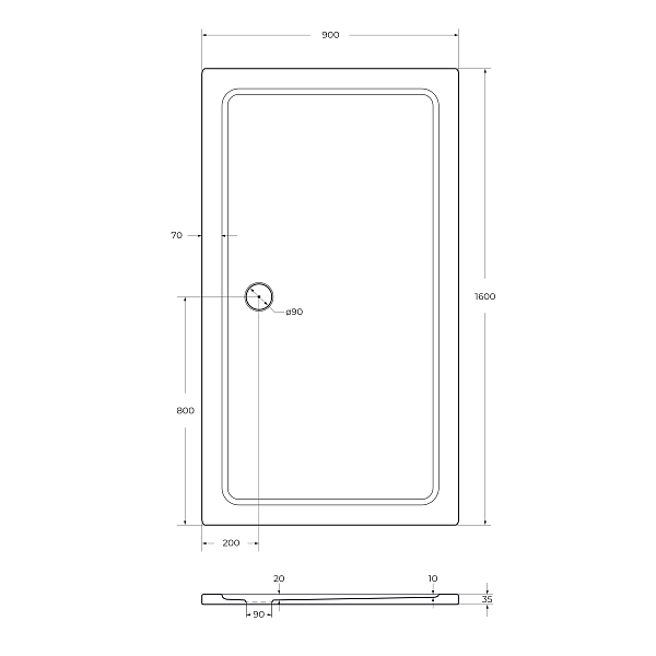 Поддон для душа Cezares TRAY-M-AH-160/90-35-W , изображение 3