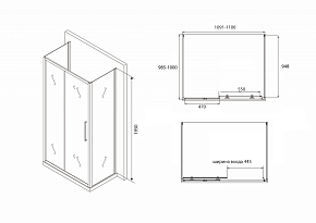 Фото Душевой уголок Abber Schwarzer Diamant AG30110BH-S100B-S100B 110x100