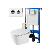 Комплект Point Венера PN48329WC (унитаз с инсталляцией, сиденье с микролифтом, клавиша Венера, установка в стену, белый/хром) , изображение 1