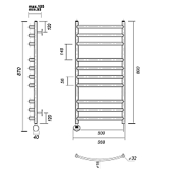Фото Полотенцесушитель электрический Domoterm Калипсо 50x80 L хром