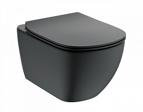 Фото Комплект Ideal Standard Tesi T3868V3 (подвесной унитаз + инсталляция + сиденье), черный матовый
