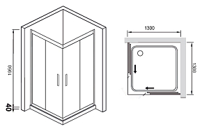 Фото Душевой уголок RGW Hotel HO-311 (HO-31 + 2Z-41) 130х130 см