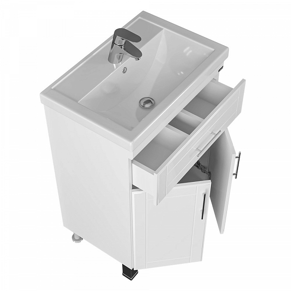 Тумба под раковину СаНта Дублин 60 напольная, с ящиками и дверками , изображение 4