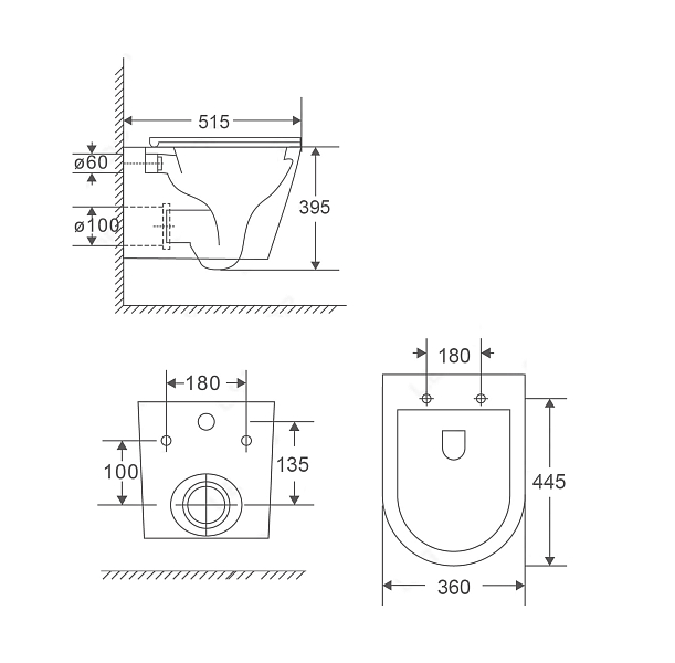 Комплект Point Венера PN48329WC (унитаз с инсталляцией, сиденье с микролифтом, клавиша Венера, установка в стену, белый/хром) , изображение 3
