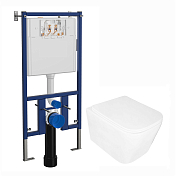 Комплект Loranto Delphi 4501+91343 подвесной унитаз + инсталляция + сиденье , изображение 1