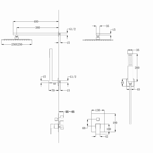Душевой комплект Abber Daheim AF8219NG никель , изображение 3